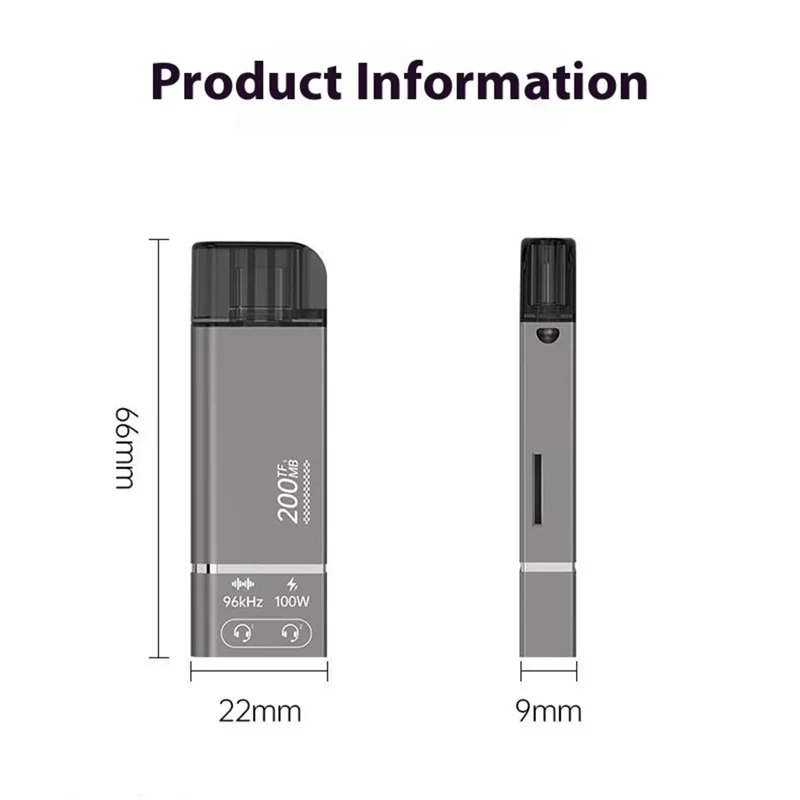 Lector de tarjetas 3 en 1 con chip DAC: Type-C a TF + 3,5 mm + Carga Type-C PD de 100 W