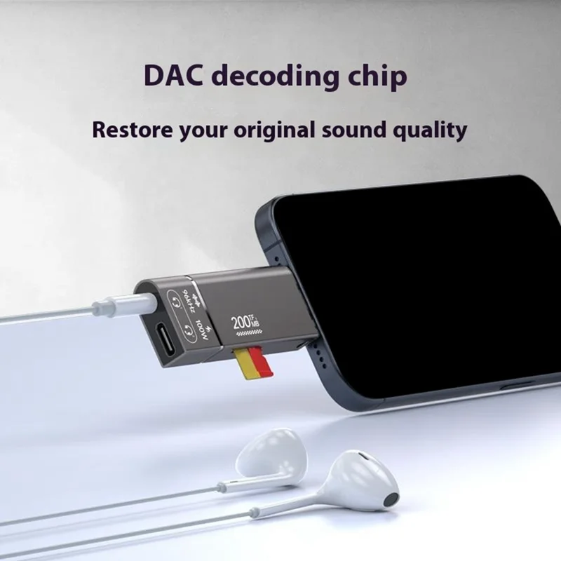 Lector de tarjetas 3 en 1 con chip DAC: Type-C a TF + 3,5 mm + Carga Type-C PD de 100 W