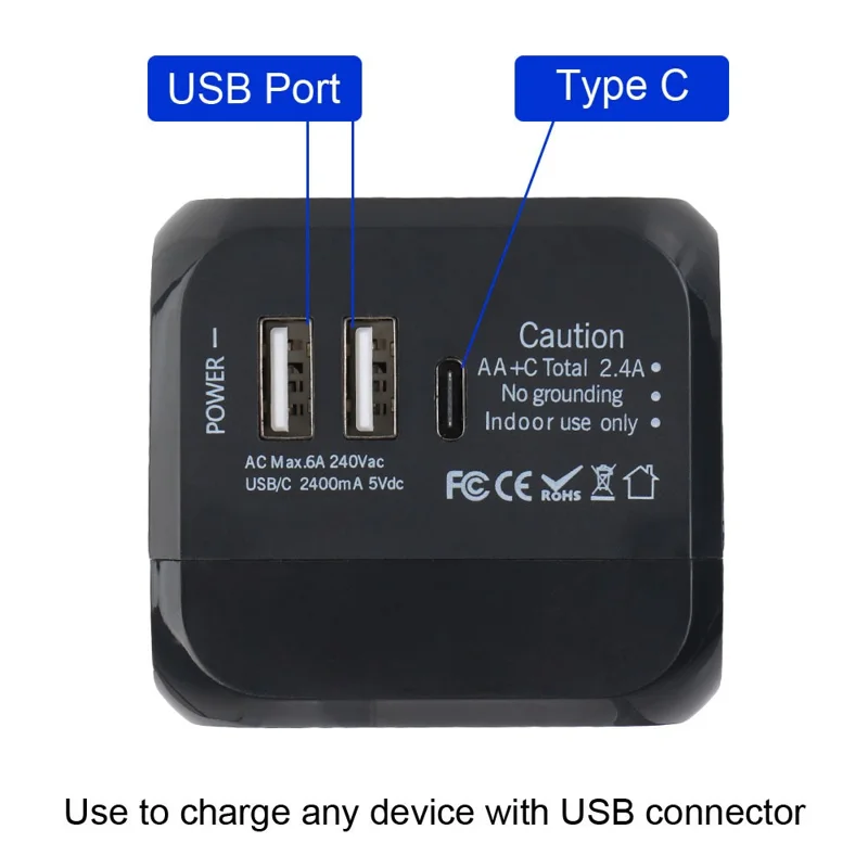 Adaptateur de voyage universel PD 20W Royaume-Uni / UE / États-Unis Prise double USB + Chargeur international PD 20W