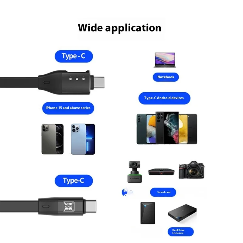 USB 3.1 Gen2 Type C to Type C OTG Data Cable Double Type C Charging 1000MB / S for Hard Drive / USB Flash Drive / Digital Headphones / Action Camera - Black