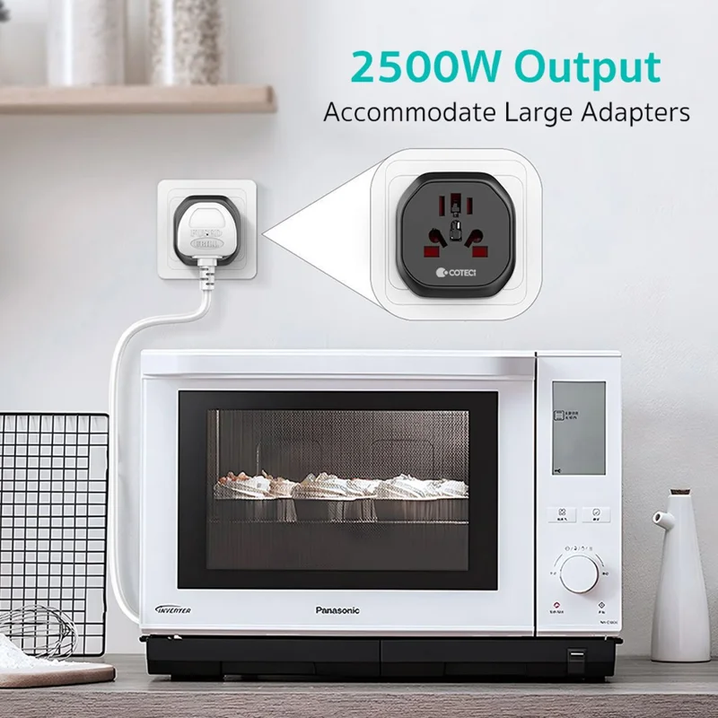 COTECI US / UK / EU Plug to Universal Adapter Portable Power Converter for Global Travel - US Plug