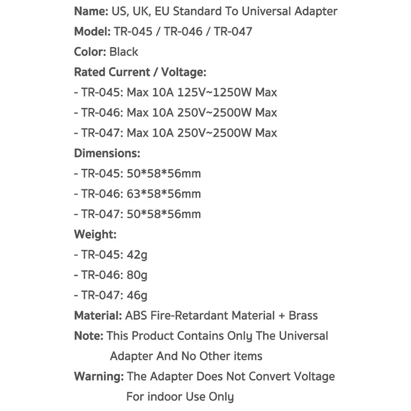COTECI US / UK / EU Plug to Universal Adapter Portable Power Converter for Global Travel - US Plug