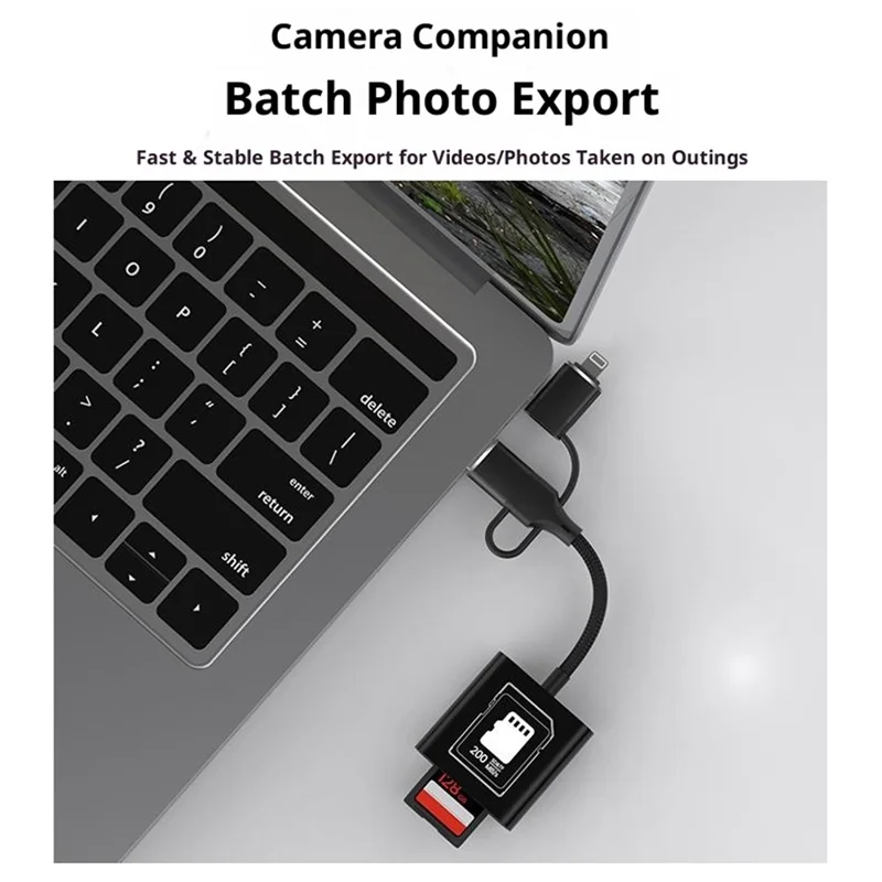 TYS-205 iP / Type-C / USB to SD / TF Card Reader High Speed Dual Slot V30 USB 3.0 Adapter for Data Transfer / Photo Backup Compatible with iOS / Android / MAC