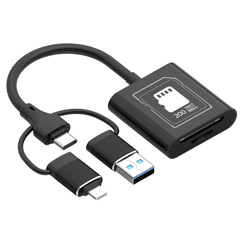 TYS-205 iP / Type-C / USB to SD / TF Card Reader High Speed Dual Slot V30 USB 3.0 Adapter for Data Transfer / Photo Backup Compatible with iOS / Android / MAC