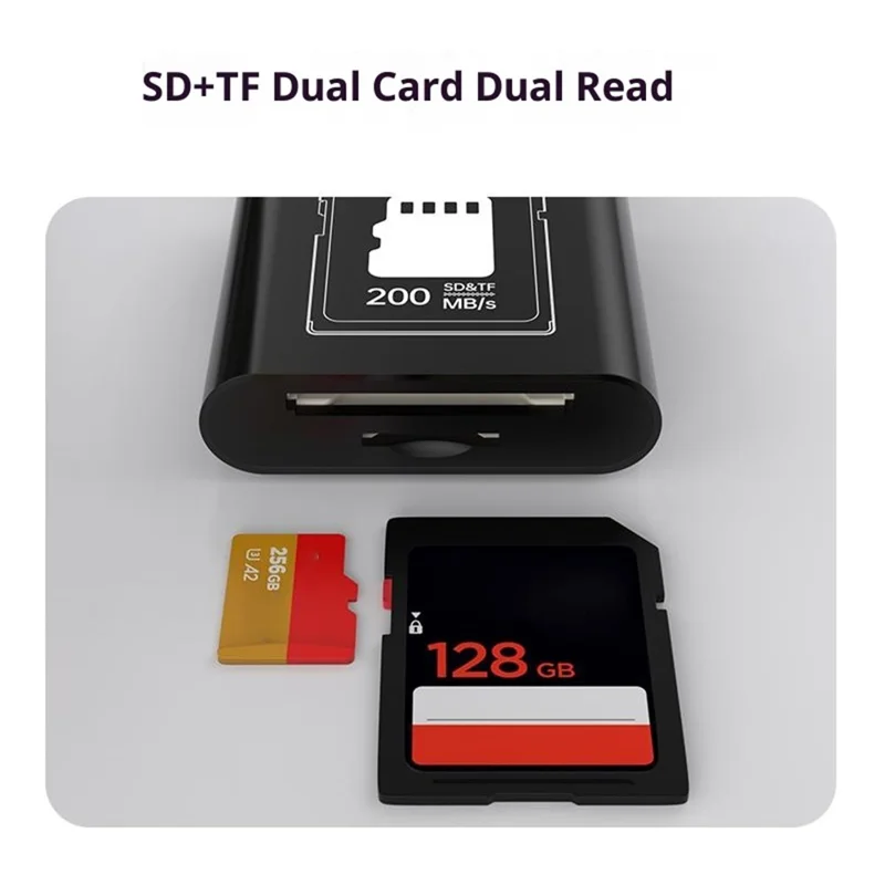 TYS-205 iP / Type-C / USB to SD / TF Card Reader High Speed Dual Slot V30 USB 3.0 Adapter for Data Transfer / Photo Backup Compatible with iOS / Android / MAC