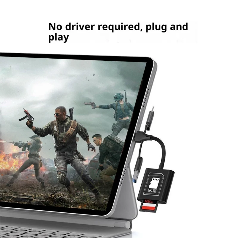 TYS-205 iP / Type-C / USB to SD / TF Card Reader High Speed Dual Slot V30 USB 3.0 Adapter for Data Transfer / Photo Backup Compatible with iOS / Android / MAC