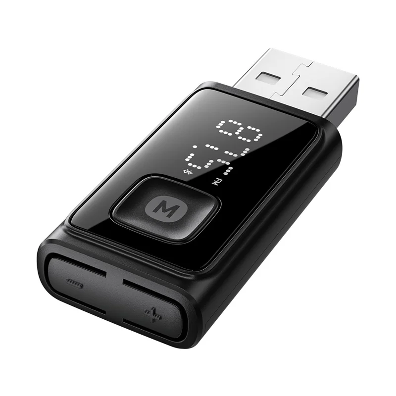 Adaptador Transmissor FM Compatível com Bluetooth ESSAGER com Microfone Integrado Chamada HD Redução de Ruído - Preto