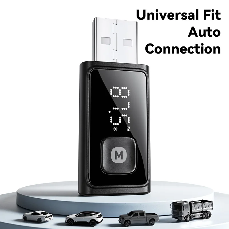 Adaptador Transmissor FM Compatível com Bluetooth ESSAGER com Microfone Integrado Chamada HD Redução de Ruído - Preto