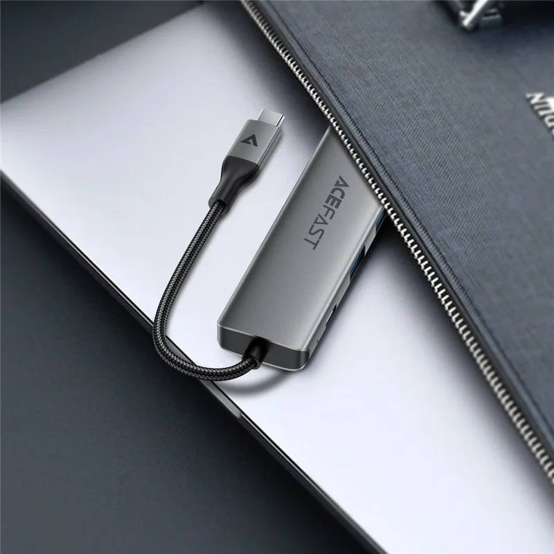 ACEFAST J18 Hub USB-C 6 in 1, Stazione di Ricarica Rapida con Uscita HD 4K 60Hz, PD 90W, Lettore di Schede SD/TF