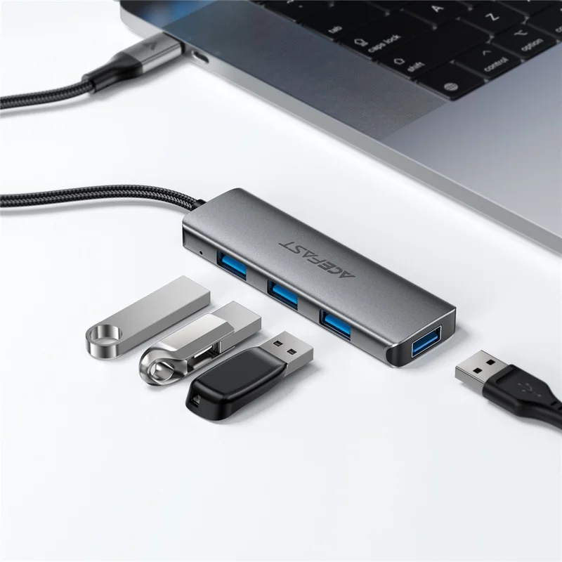 ACEFAST J15 4 i 1 USB-C-hubb 5 Gbps hög hastighet dataöverföring USB 3.0-dockningsstation plug and play