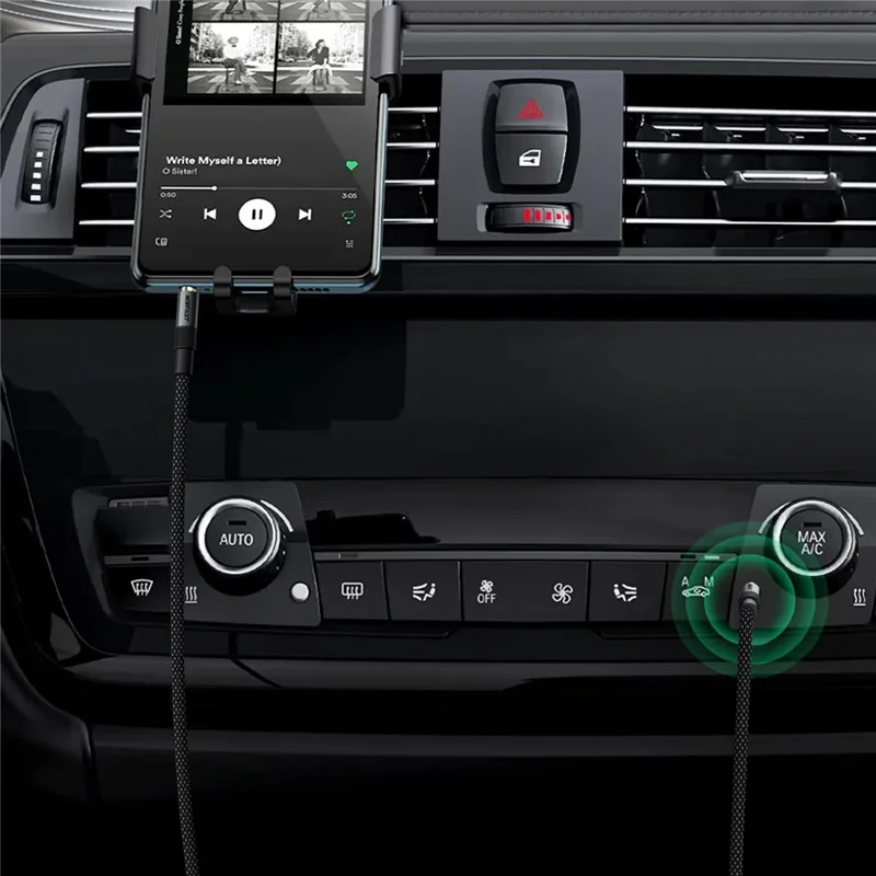 ACEFAST J10 3.5mm to 3.5mm AUX Audio Adapter Cable High Fidelity Transmission Audio Converter - Black