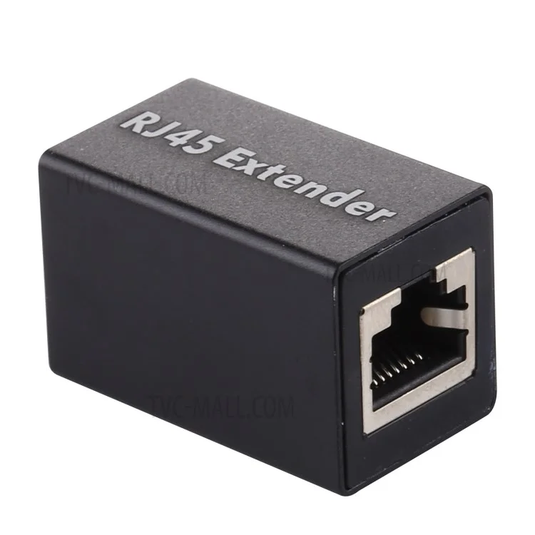 Conector fêmea RJ45 para fêmea Conector inline LAN Plugue Cabo Ethernet Extensor Adaptador Preto
