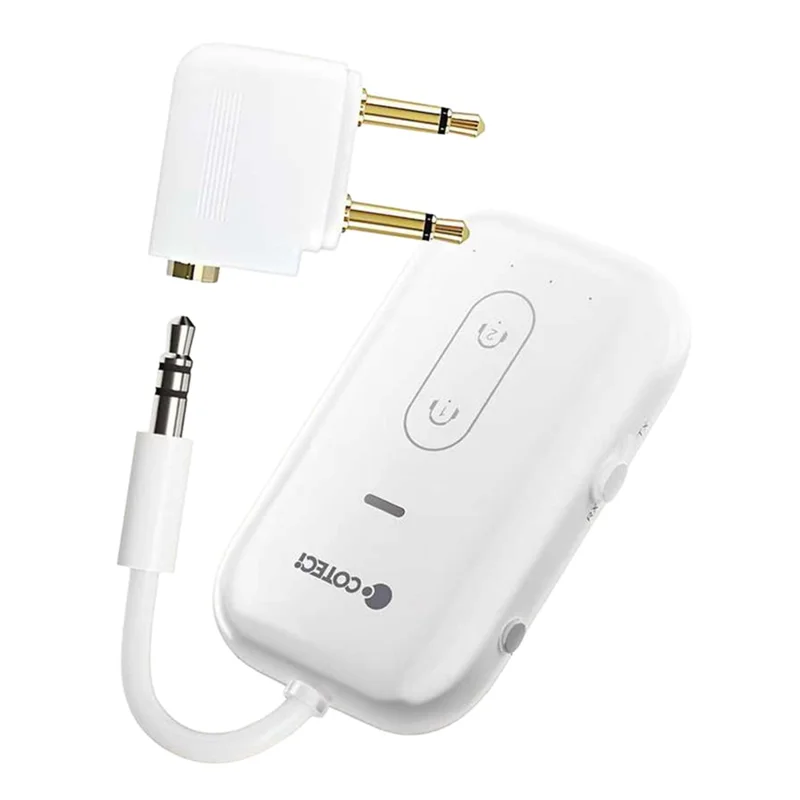 COTECI MS-046 2 in 1 Ricevitore/Trasmettitore Audio Wireless Adattatore Audio 3,5 mm con Supporto per Connessione a Doppia Cuffia - Bianco