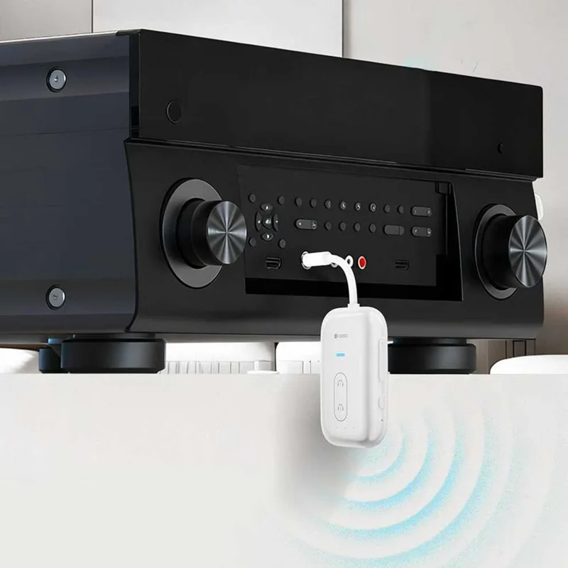 COTECI MS-046 2 in 1 Ricevitore/Trasmettitore Audio Wireless Adattatore Audio 3,5 mm con Supporto per Connessione a Doppia Cuffia - Bianco