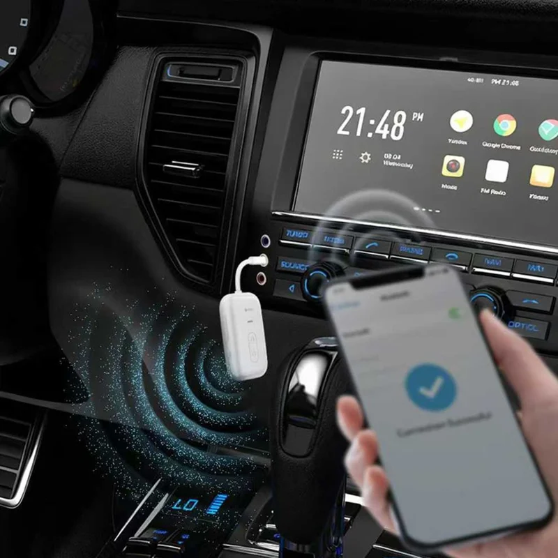 COTECI MS-046 2 in 1 Ricevitore/Trasmettitore Audio Wireless Adattatore Audio 3,5 mm con Supporto per Connessione a Doppia Cuffia - Bianco