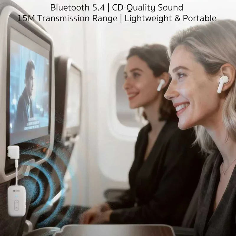 COTECI MS-046 2 in 1 Ricevitore/Trasmettitore Audio Wireless Adattatore Audio 3,5 mm con Supporto per Connessione a Doppia Cuffia - Bianco