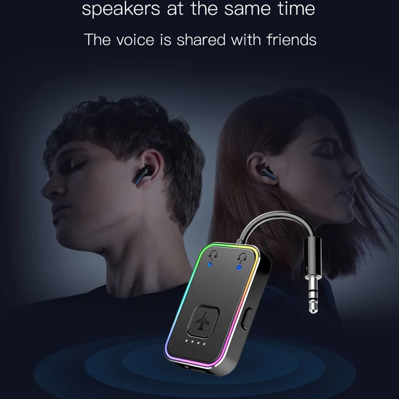 BF01 Audio Sender für TV, Computer, Flugzeug, 3,5-mm Wireless Audio Bluetooth-kompatibler Adapter – Schwarz