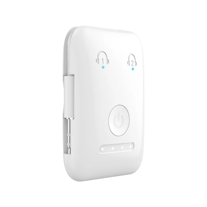 BF02 BT 5.3 Transmitter Wireless Adapter for Airplane  /  TV  /  Gym Audio Devices Supports 2 Earbuds / Headphones - White