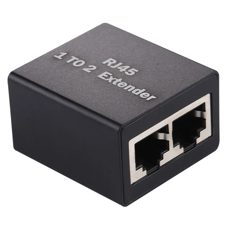 da 1 a 2 RJ45 Connettore Splitter Inline LAN Adattatore Ethernet Cable Extender - Nero