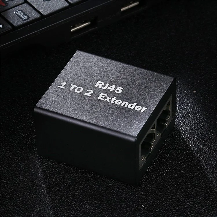 1 до 2 разветвителя RJ45 Разъем Inline LAN Patch Кабель для расширения Ethernet - Черный