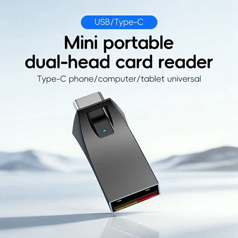 USB-A / USB-C 2 in 1 TF Card Reader for Phones / Tablets / Computers Memory Card Reader Compatible with iOS / Android / Mac - Grey