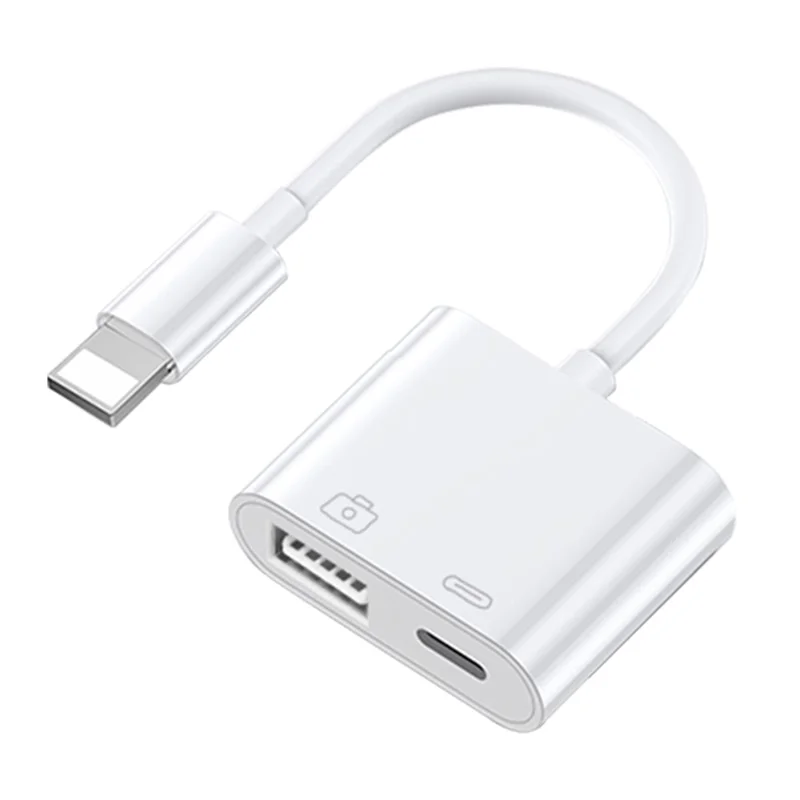 COTECI 33011 iP (5-14) USB OTG Adapter 2-in-1 Male to USB Female Adapter Charger Cable for iPhone iPad Camera U Disk