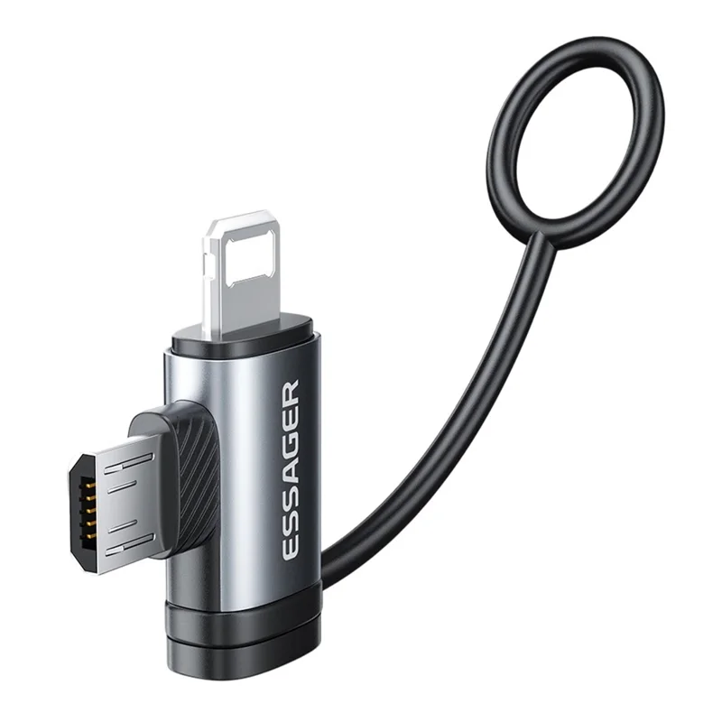 ESSAGER 2-in-1 Adapter Type-C Female to iP (5-14) Male + Micro USB Male 3A Fast Charging Cable Adapter Converter