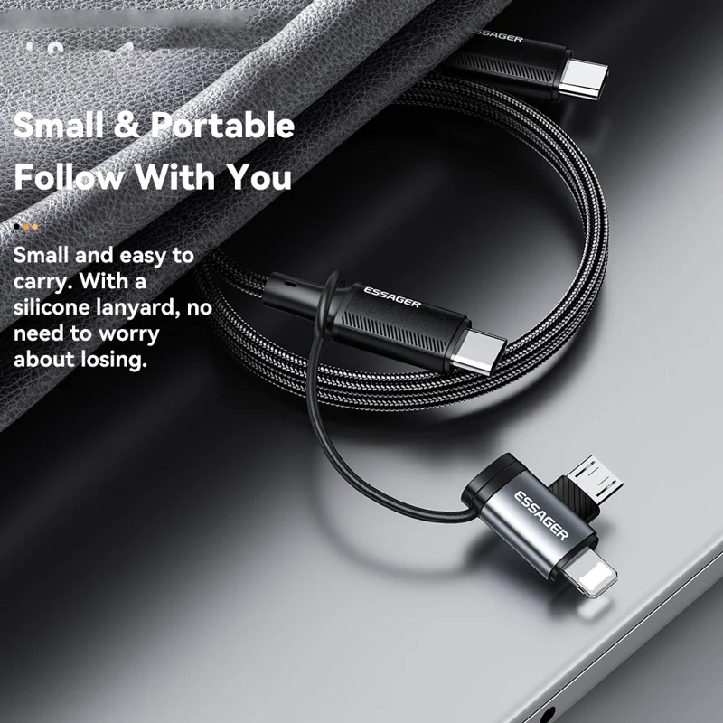 ESSAGER 2-in-1 Adapter Type-C Female to iP (5-14) Male + Micro USB Male 3A Fast Charging Cable Adapter Converter