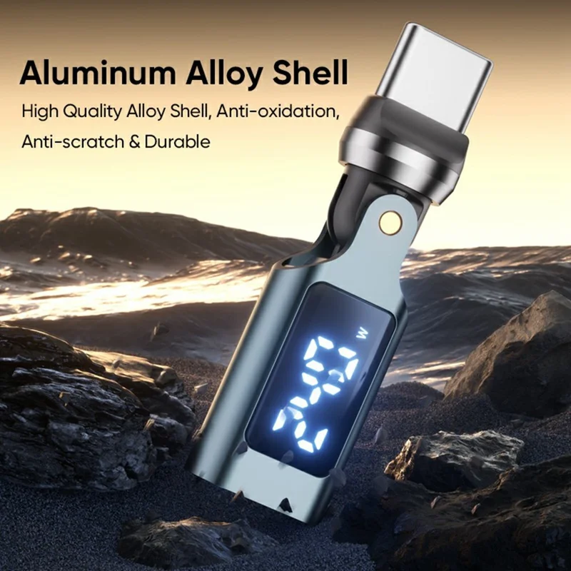 USB-C Male to Type-C Female Adapter PD240W Fast Charging 540 Degree Rotation OTG Digital Display 5A Converter