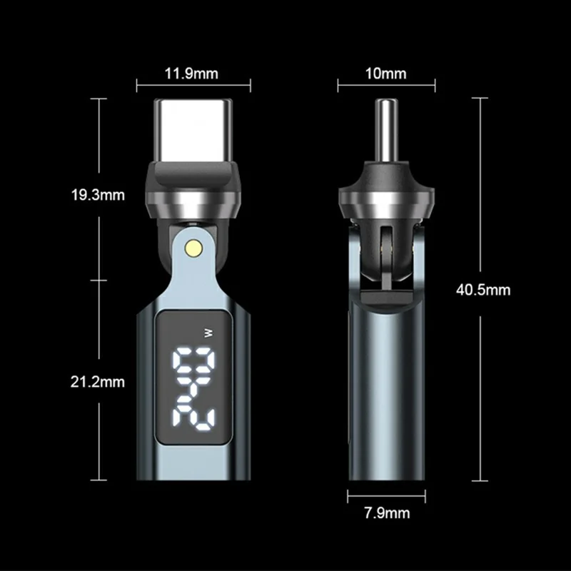 USB-C Male to Type-C Female Adapter PD240W Fast Charging 540 Degree Rotation OTG Digital Display 5A Converter