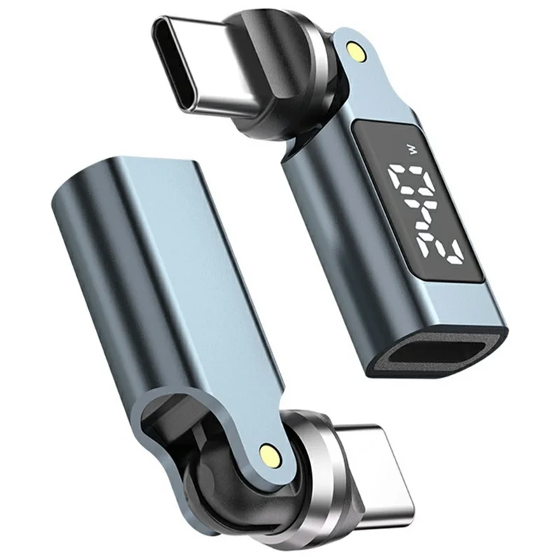 USB-C Male to Type-C Female Adapter PD240W Fast Charging 540 Degree Rotation OTG Digital Display 5A Converter