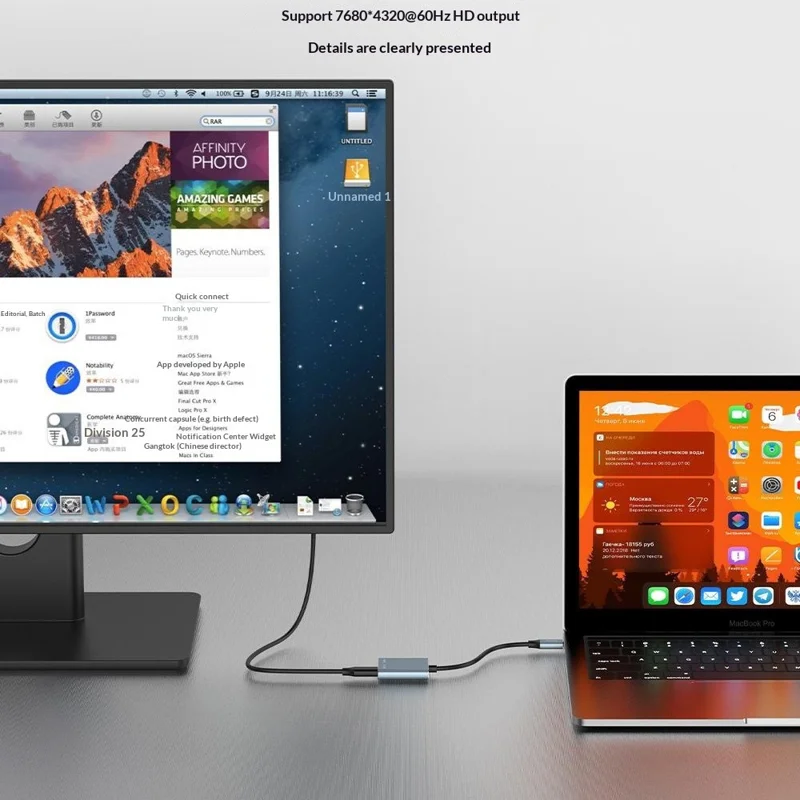 Adaptador UH02 USB-C para Dual USB-C 8K / 60Hz PD 100W, Hub de Carregamento Rápido para Óculos AR / Consola de Jogos / Portátil