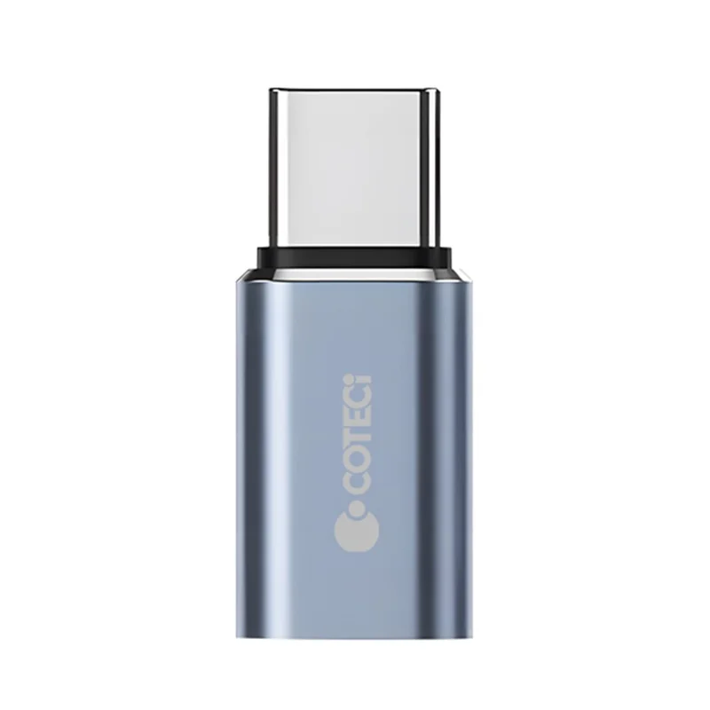 Conversor COTECI OT-039 de Tipo-C Macho para iP Fêmea, Adaptador OTG para Carregamento Rápido de 60 W e Transferência de Dados - Cinzento