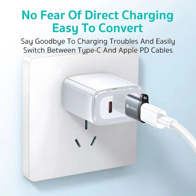 COTECI OF-052 Conversor USB-A Macho para USB-C Fêmea PD 100W Carregamento Rápido Adaptador de Transferência de Dados 10Gbps - Cinzento