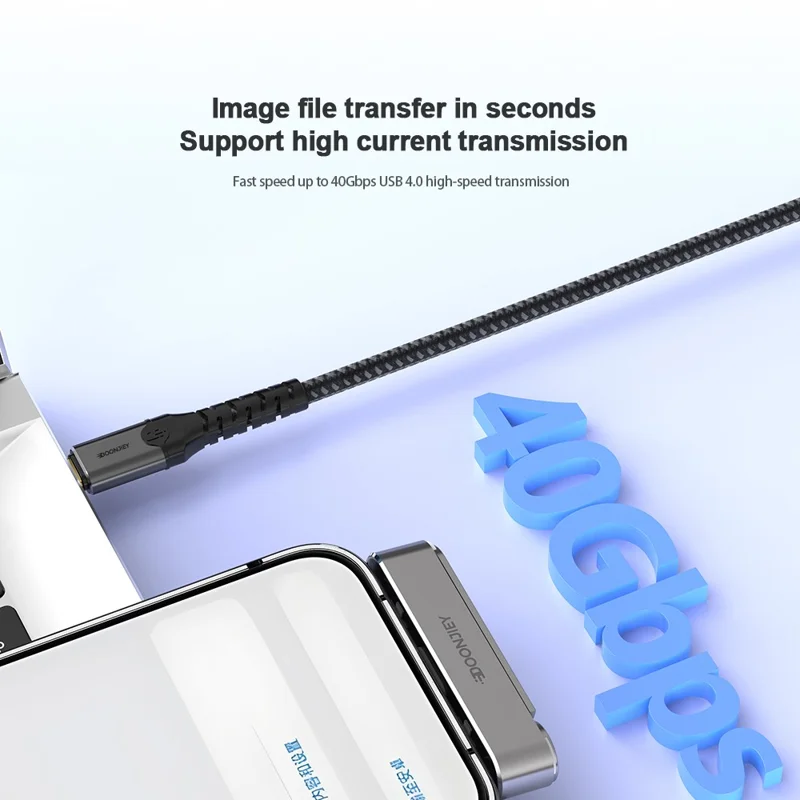 DOONJIEY DJMS01 USB4 Type-C L-Shape Stand Adapter 8K / 60Hz 40Gbps 240W Fast Charging Extender for Phone Tablet Laptop