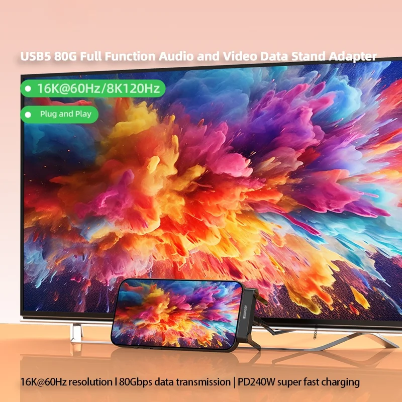 DOONJIEY DJMS02 Adaptador USB5 en Ángulo de 90° Tipo-C 80 Gbps, Extensor de Carga Rápida 240 W, 16K/60Hz, para Teléfono y Tablet - Negro