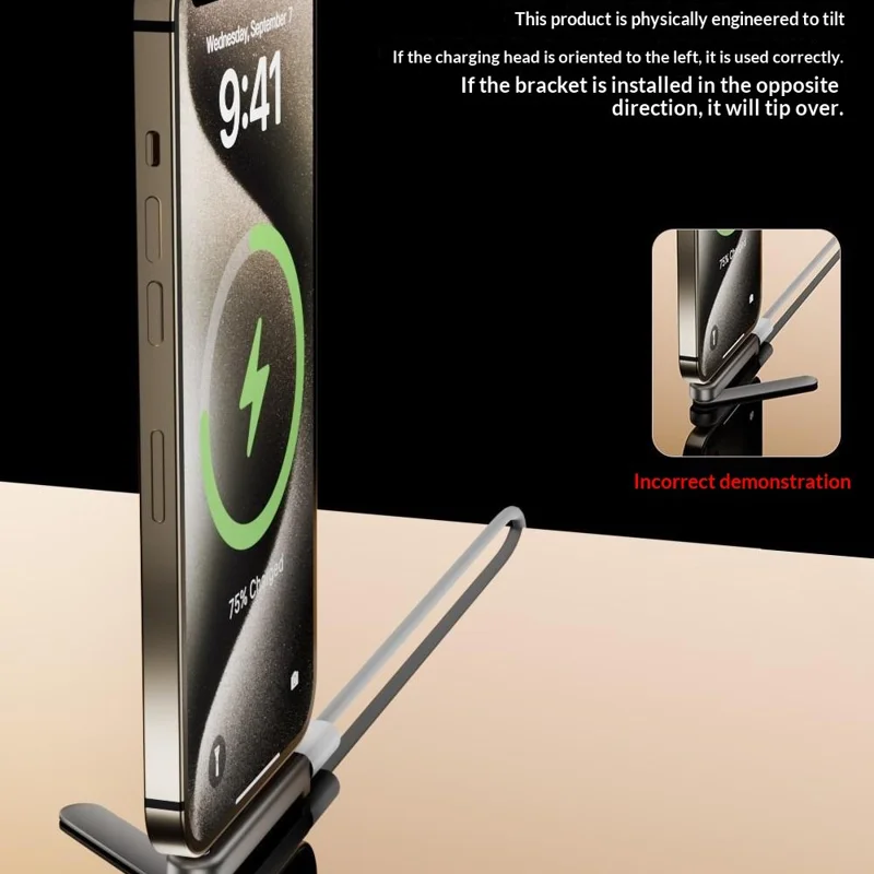 PH-02 Foldable Phone Stand with iP (5-14) to Type-C Adapter 27W PD Fast Charging Data Transfer Gaming Phone Holder - Grey
