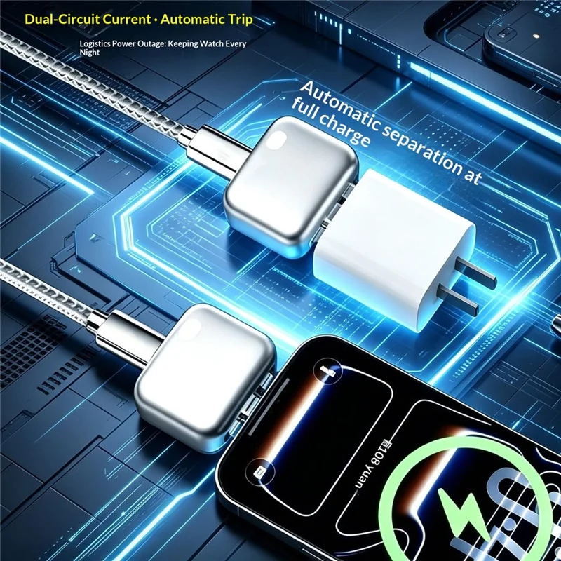 Protector de Carga Inteligente con Desconexión Automática Tipo-C 140W, Desconexión Completa Automática para Teléfono, Tableta, Portátil - Plata