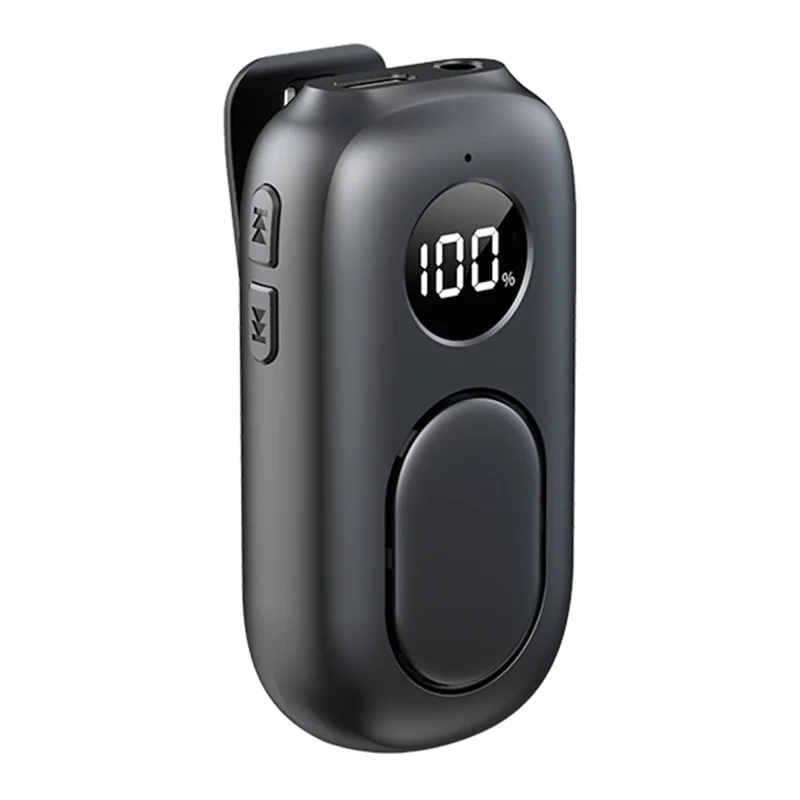 Bluetooth-Compatible 5.4 Audio Receiver 3.5mm Clip-on Wireless Adapter with OLED Display - Black