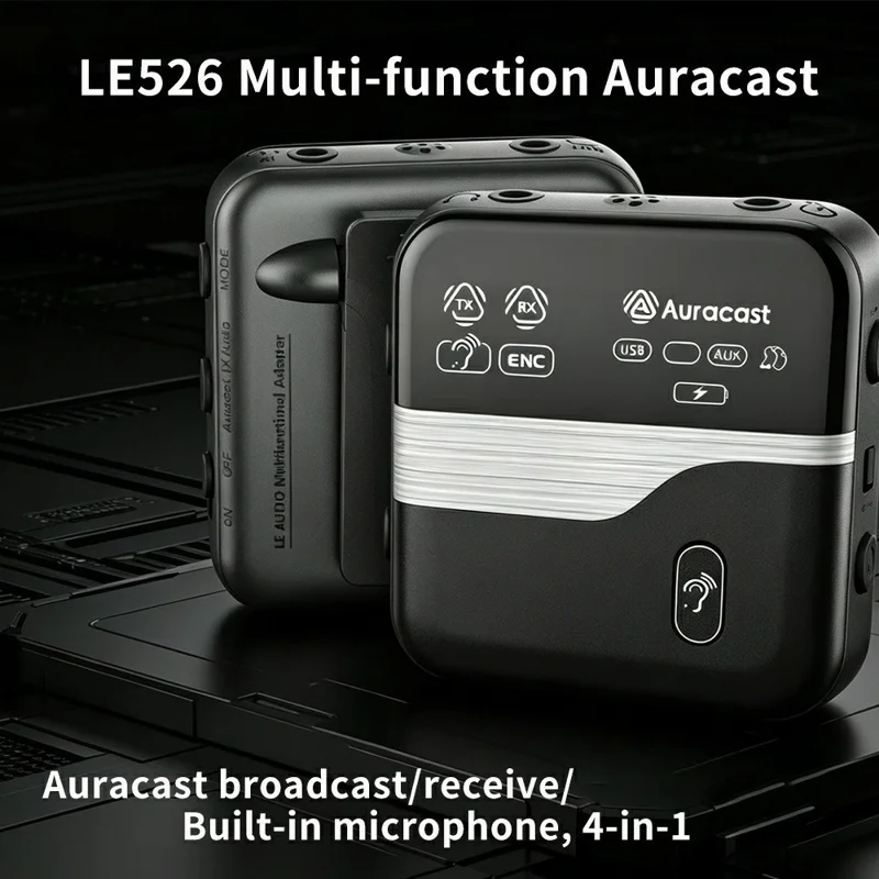LE526 Bluetooth-kompatibel 6.0 ljudadapter 3-läges Auracast-sändare/mottagare med mikrofon