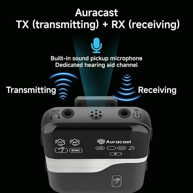 LE526 Bluetooth-kompatibel 6.0 ljudadapter 3-läges Auracast-sändare/mottagare med mikrofon