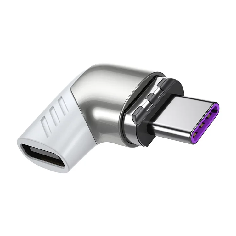ESSAGER Elbow Magnetic Adapter 100W 5A Type-C Female to Type-C Male - Silver
