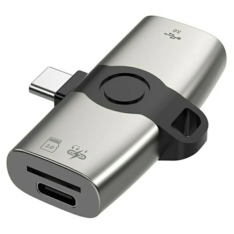 3 in 1 USB-C OTG Adapter USB 3.0 TF Card Reader PD 60W Fast Charging Hub - Matte Gold