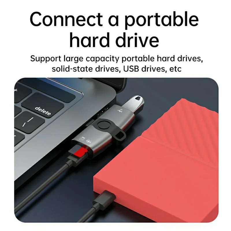 3 in 1 USB-C OTG Adapter USB 3.0 TF Card Reader PD 60W Fast Charging Hub - Matte Gold