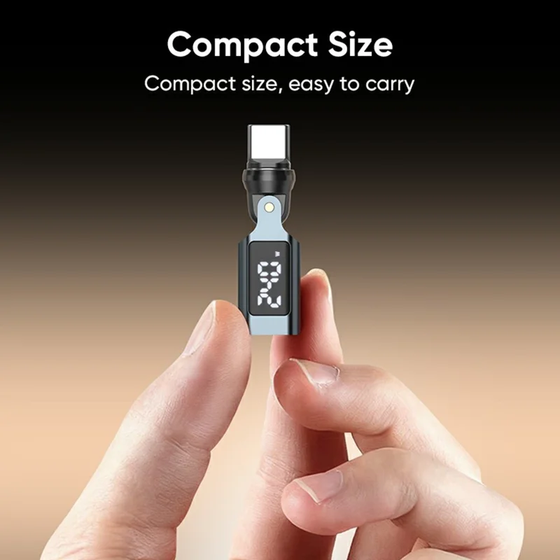240W Type-C Magnetic Adapter 540 Degree Dual Axis Rotating LED Display Charging Data Transfer Connector for Phone Laptop Tablet - Grey
