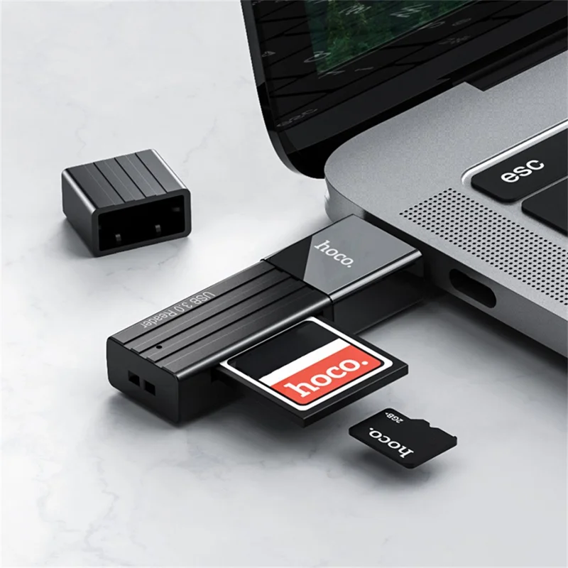 HOCO HB20 USB 3.0 Card Reader, Theoretical 5Gbps  /  2TB Capacity, SD  /  TF Support for Windows, Mac OS - Black