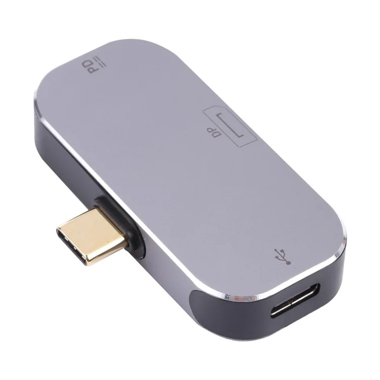 Conversor Adaptador de Fast Charging e Transmissão de Dados 3 em 1 Tipo-C Macho para Tipo-C+DP Fêmea Duplo