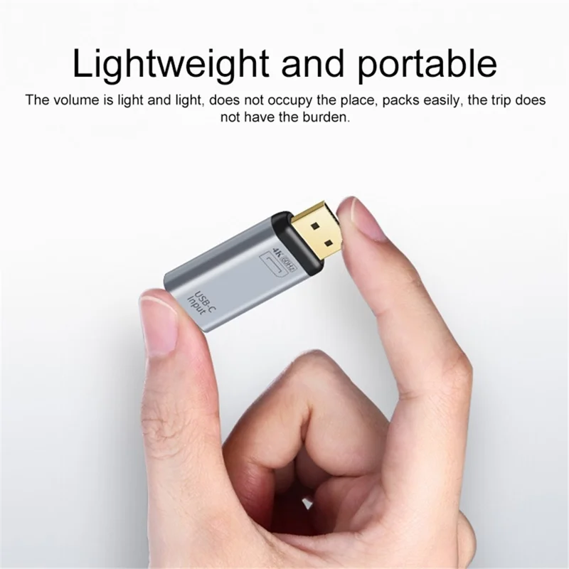 Portable 2-in-1 4K 60Hz Mini DP Male to Type-C Charging + Type-C Female Adapter Converter