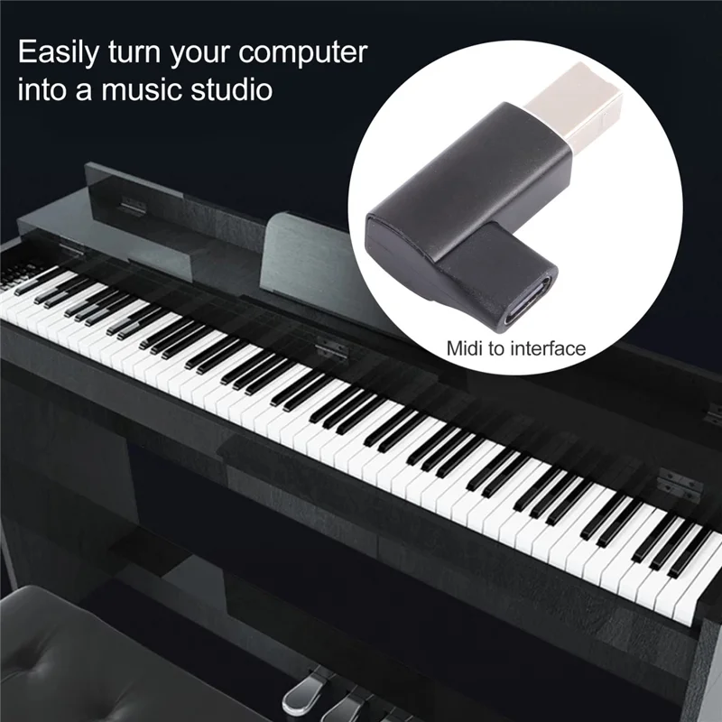 Type-C Female to MIDI Male Adapter Converter for Electric Piano Printer - Black