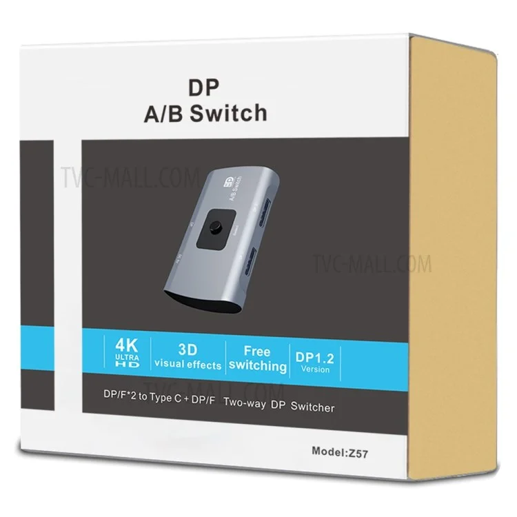 Commutateur DP 1.2 bidirectionnel 4K HD Type-C + DP Femelle Z57 Dual DP Femelle